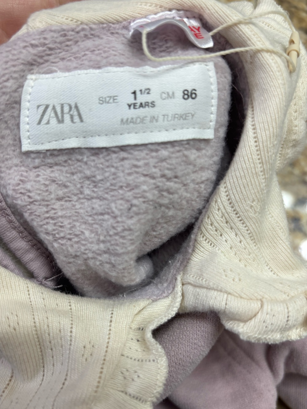 Zara Lavender Pullover Sweatshirt with Cream Ruffle Collar - Picture 4 of 4